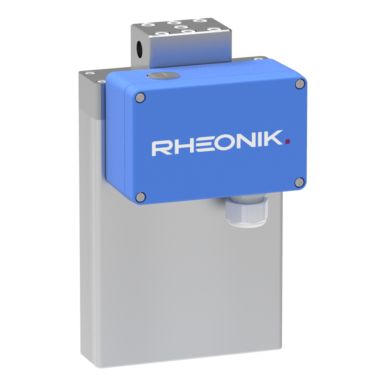 Rheonik RHM 04 Coriolis meter featuring Omega tube design for stability in high-vibration environments.