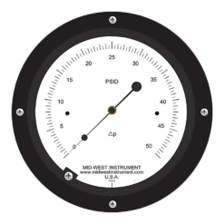Mid-West Model 109 Bourdon Type Differential Pressure Gauge, 15 - 6,000 PSID