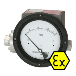 Mid-West Model 240 Diaphragm Type Flame Proof Differential Pressure Gauge, 0.7 - 100 PSID